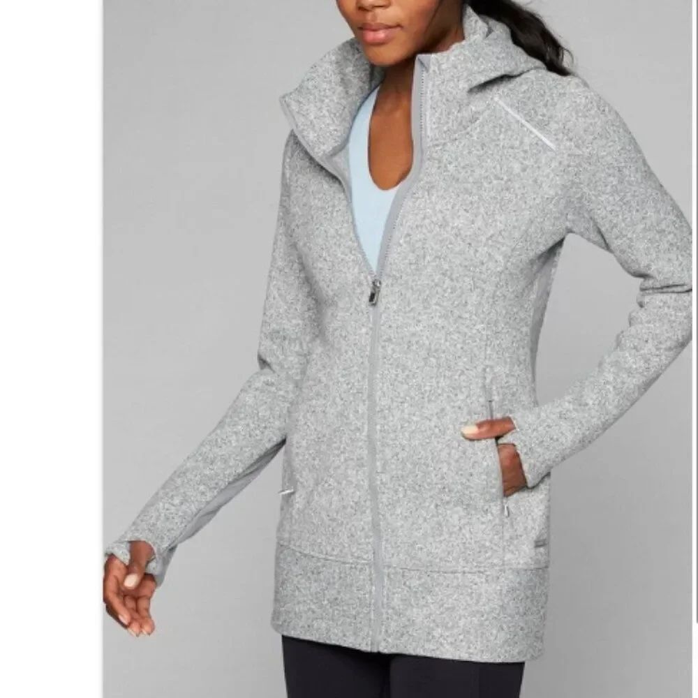 Like New! Athleta Stronger Hooded Jacket Zip-Up Gray Pockets in Size XS